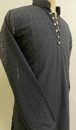 Load image into Gallery viewer, Men's Faux-Georgette Hakoba Kurta - HONC0261815