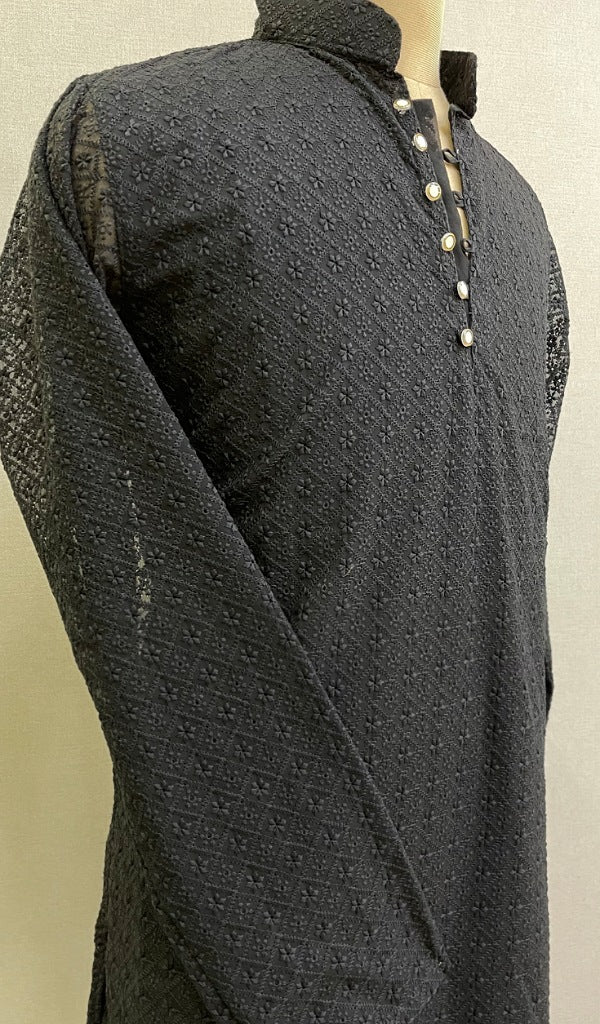 Men's Faux-Georgette Hakoba Kurta - HONC0261815