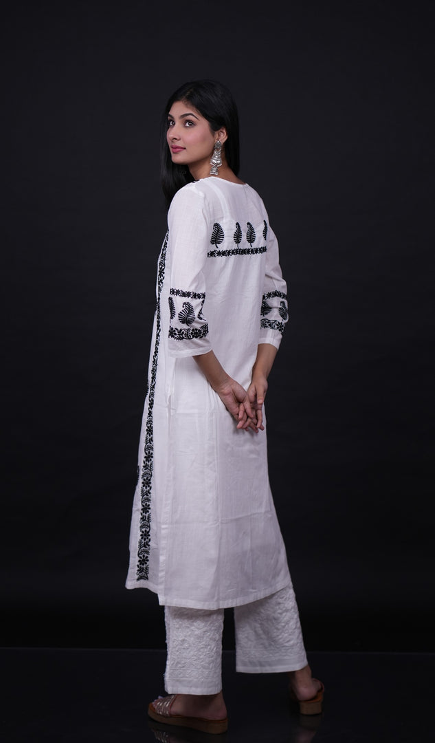 Pakeezah Women's Lucknowi Handcrafted Cotton Chikankari Kurti - HONC0171316