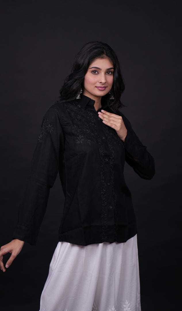 Women's Lakhnavi Handcrafted Modal Cotton Chikankari Top - HONC0171839