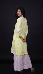 Load image into Gallery viewer, Aafia Women&#39;s Lucknowi Handcrafted Cotton Chikankari Kurti - HONC0162925
