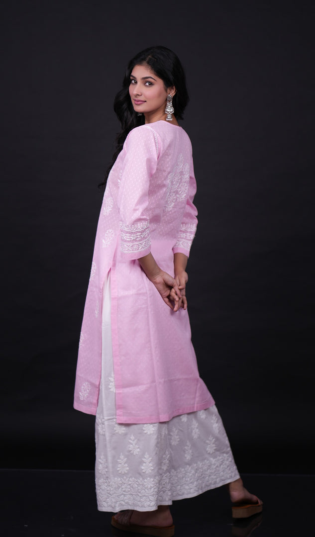 Aastha Women's Lucknowi Handcrafted Cotton Chikankari Kurti - HONC0161051