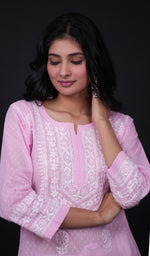Load image into Gallery viewer, Aastha Women's Lucknowi Handcrafted Cotton Chikankari Kurti - HONC0161051