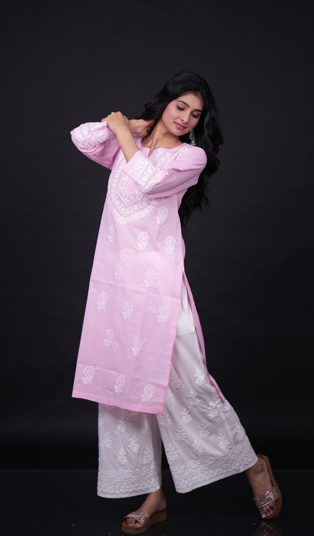 Aastha Women's Lucknowi Handcrafted Cotton Chikankari Kurti - HONC0161051