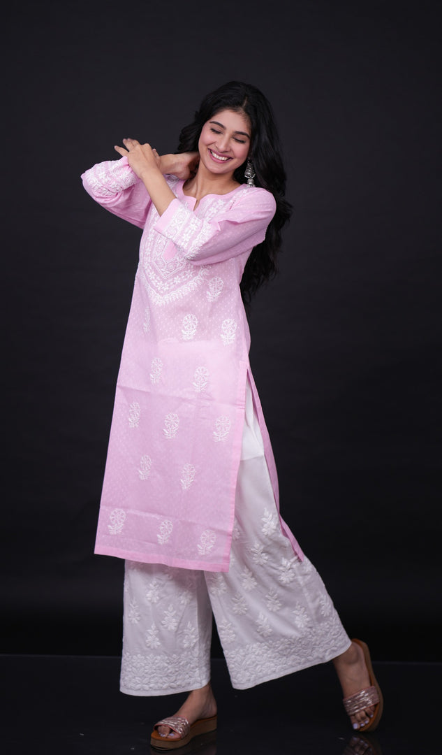Aastha Women's Lucknowi Handcrafted Cotton Chikankari Kurti - HONC0161051