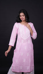 Load image into Gallery viewer, Aastha Women's Lucknowi Handcrafted Cotton Chikankari Kurti - HONC0161051