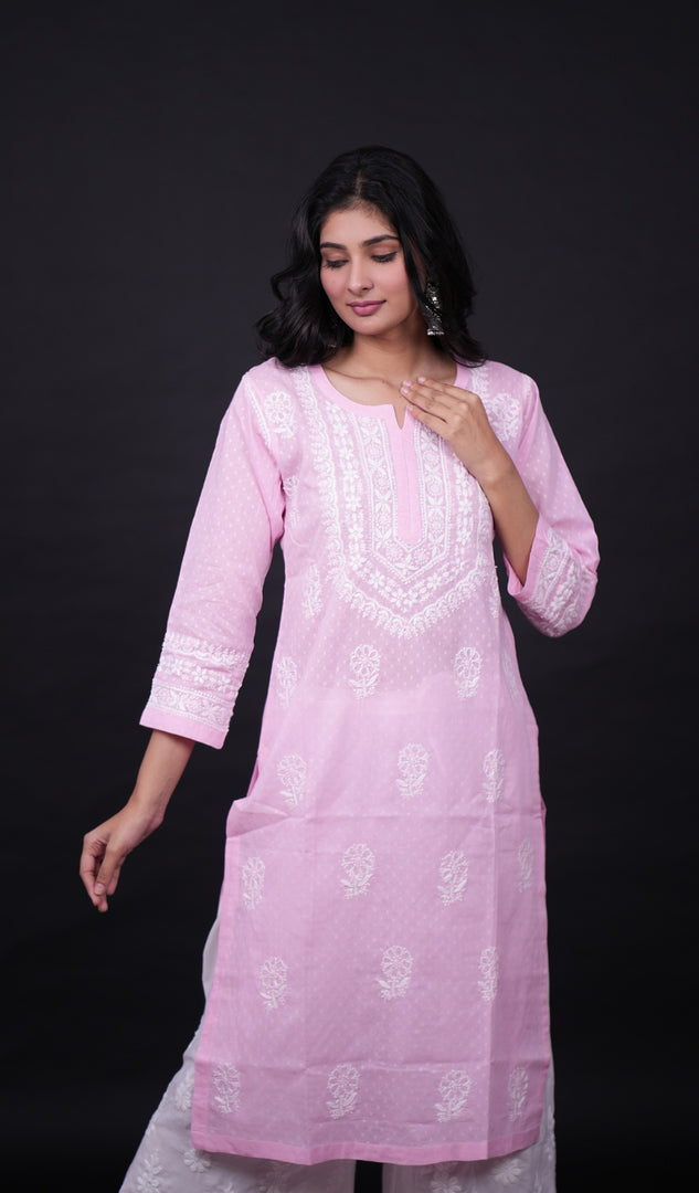 Aastha Women's Lucknowi Handcrafted Cotton Chikankari Kurti - HONC0161051