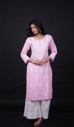 Load image into Gallery viewer, Aastha Women's Lucknowi Handcrafted Cotton Chikankari Kurti - HONC0161051