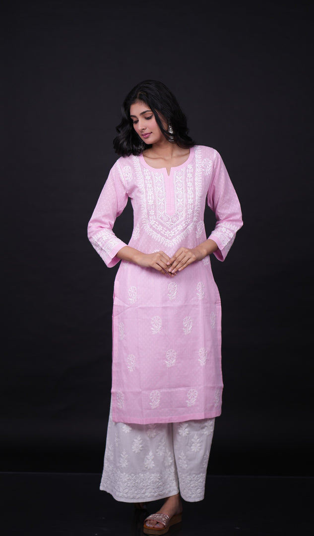 Aastha Women's Lucknowi Handcrafted Cotton Chikankari Kurti - HONC0161051
