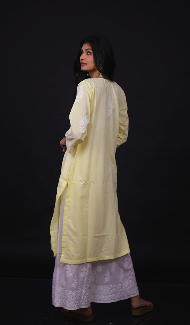 Zoha Women's Lucknowi Handcrafted Cotton Chikankari Kurti - HONC0129493