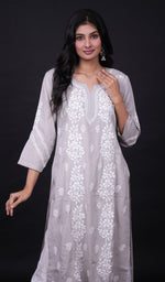 Load image into Gallery viewer, Anum Women's Lucknowi Handcrafted Modal Cotton Chikankari Kurti - HONC0179055