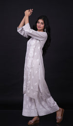 Load image into Gallery viewer, Anum Women's Lucknowi Handcrafted Modal Cotton Chikankari Kurti - HONC0179055
