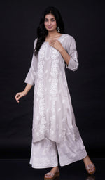 Load image into Gallery viewer, Anum Women&#39;s Lucknowi Handcrafted Modal Cotton Chikankari Kurti - HONC0179055
