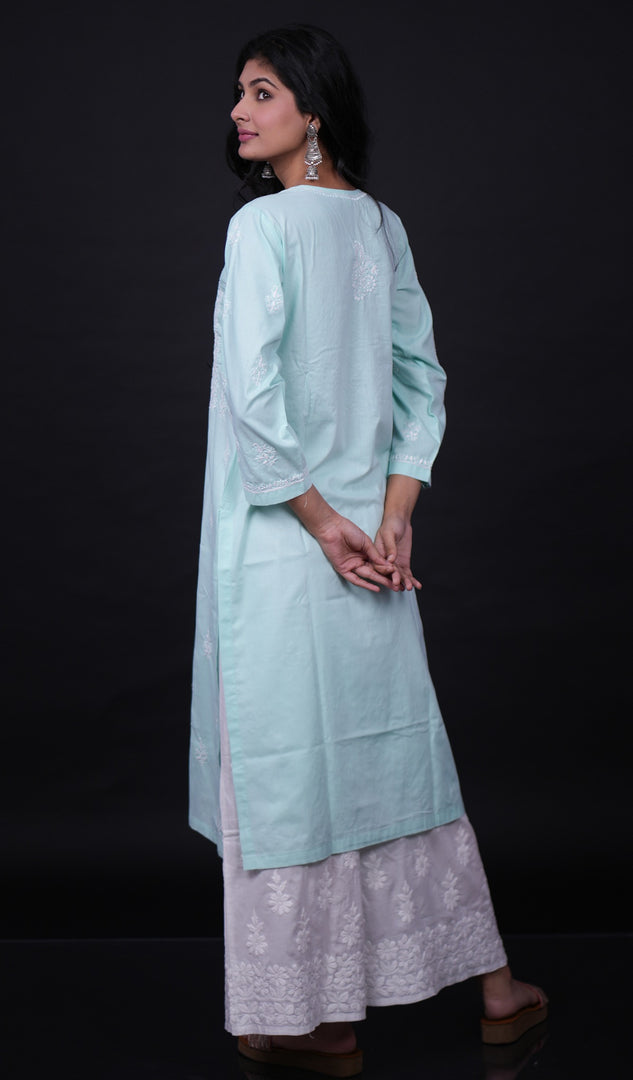 Gulnaaz Women's Lucknowi Handcrafted Mul Cotton Chikankari Kurti - HONC0161219