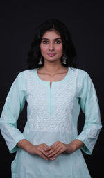 Load image into Gallery viewer, Gulnaaz Women's Lucknowi Handcrafted Mul Cotton Chikankari Kurti - HONC0161219