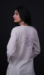 Load image into Gallery viewer, Huma Women&#39;s Lucknowi Handcrafted Cotton Chikankari Kurti - HONC0111051
