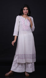 Load image into Gallery viewer, Huma Women's Lucknowi Handcrafted Cotton Chikankari Kurti - HONC0111051