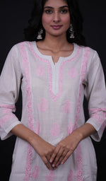 Load image into Gallery viewer, Pakeezah Women's Lucknowi Handcrafted Cotton Chikankari Kurti - HONC0171274