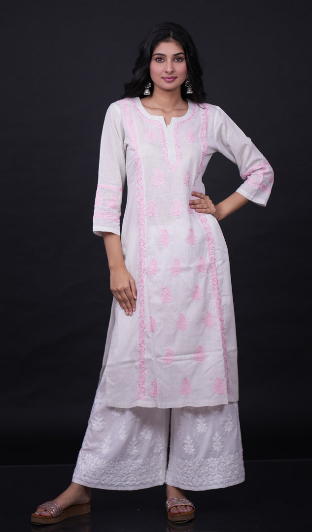Pakeezah Women's Lucknowi Handcrafted Cotton Chikankari Kurti - HONC0171274