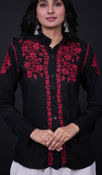 将图像加载到图库查看器中, Women's Lakhnavi Handcrafted Modal Cotton Chikankari Top - HONC0171906