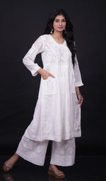 Load image into Gallery viewer, Women&#39;s Lucknowi Handcrafted Muslin Chikankari Angrakha - HONC0174593
