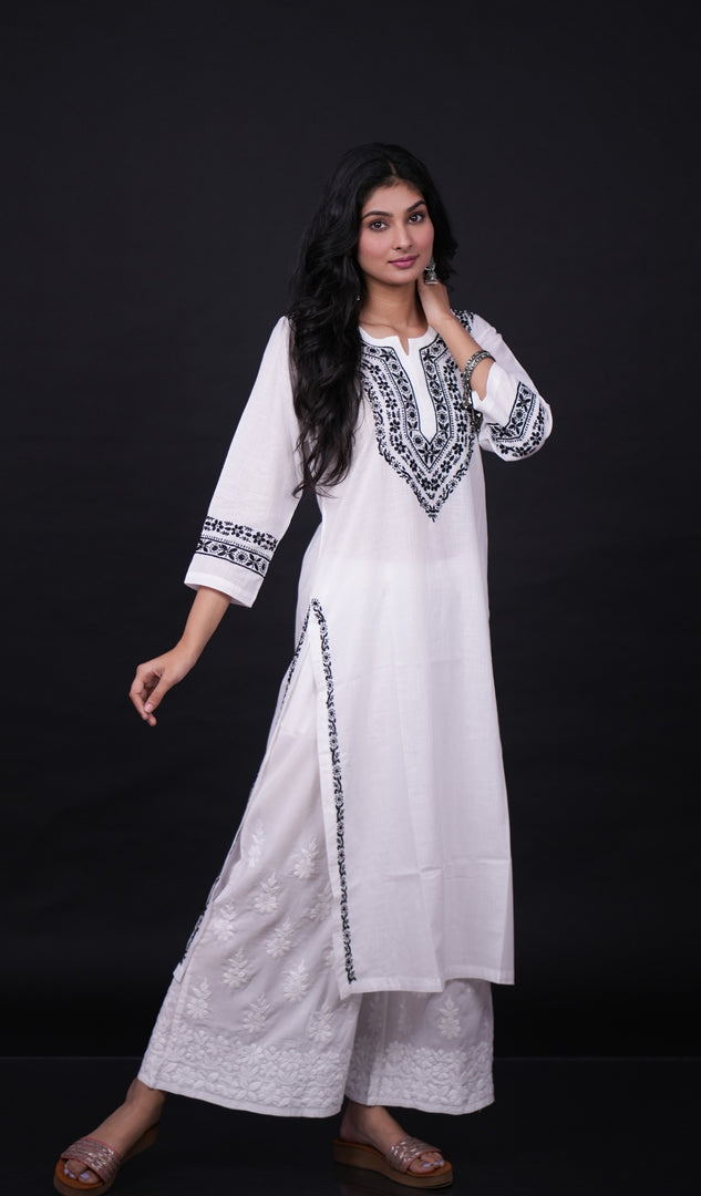 Women's Lucknowi Handcrafted Cotton Chikankari Kurti- HONC0171399