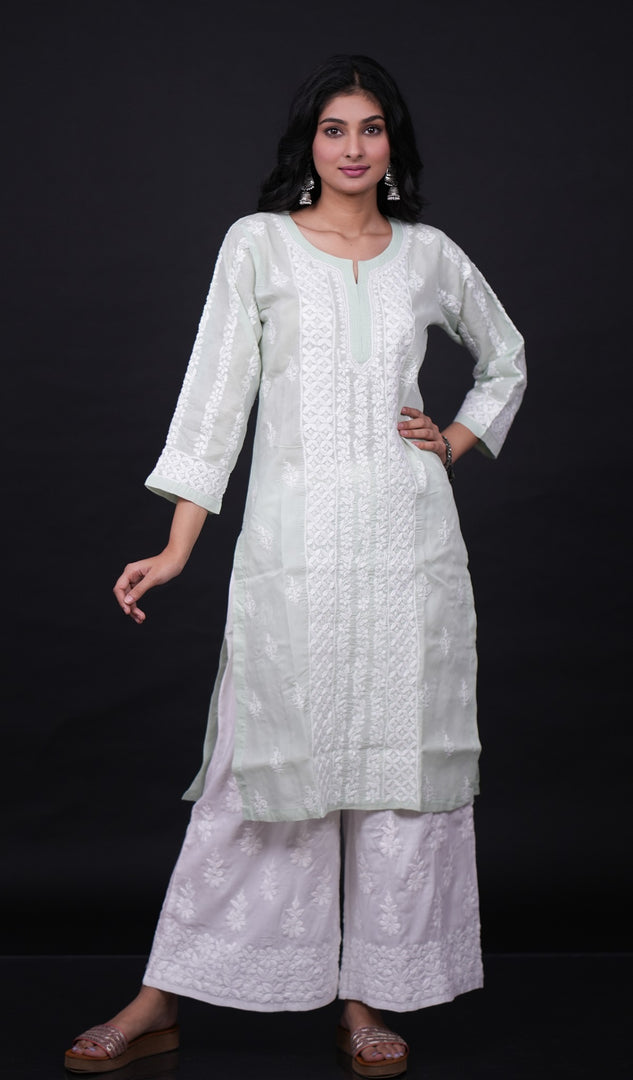 Jubina Women's Lucknowi Handcrafted Cotton Chikankari Kurti - HONC0164318