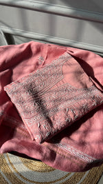 Load image into Gallery viewer, Women's Lakhnavi Handcrafted Munga Silk Chikankari Kurta And Dupatta Set- HONC0278877