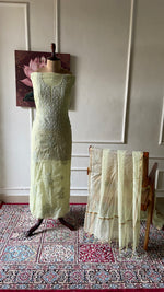 Load image into Gallery viewer, ‹› Women's Lakhnavi Handcrafted Chanderi Silk Unstitched Chikankari Full Suit - HONC0354635