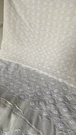 Load image into Gallery viewer, Lucknowi Handcrafted Pure Silk Georgette Chikankari Unstitched Men's Kurta Fabric - HONC0333624