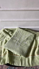 Load image into Gallery viewer, Women's Lakhnavi Handcrafted Mul Chanderi Unstitched Chikankari Full Suit- HONC0345278