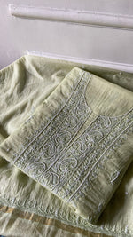 Load image into Gallery viewer, ‹› Women's Lakhnavi Handcrafted Chanderi Silk Unstitched Chikankari Full Suit - HONC0354635