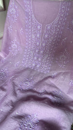 Load image into Gallery viewer, Women's Lakhnavi Handcrafted Chanderi Silk Unstitched Chikankari Full Suit - HONC0354629