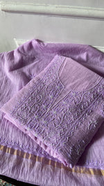 Load image into Gallery viewer, Women's Lakhnavi Handcrafted Chanderi Silk Unstitched Chikankari Full Suit - HONC0354629