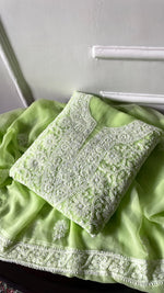 Load image into Gallery viewer, Women's Lucknowi Handcrafted Faux-Georgette Chikankari Suit Material - HONC0315343