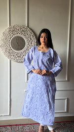 Load image into Gallery viewer, Women's Lakhnavi Handcrafted Cotton Chikankari Kurti - HONC0347155