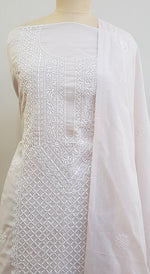 Load image into Gallery viewer, Chavi Women's Lakhnavi Handcrafted Cotton Chikankari Kurta And Dupatta Set- HONC0229405