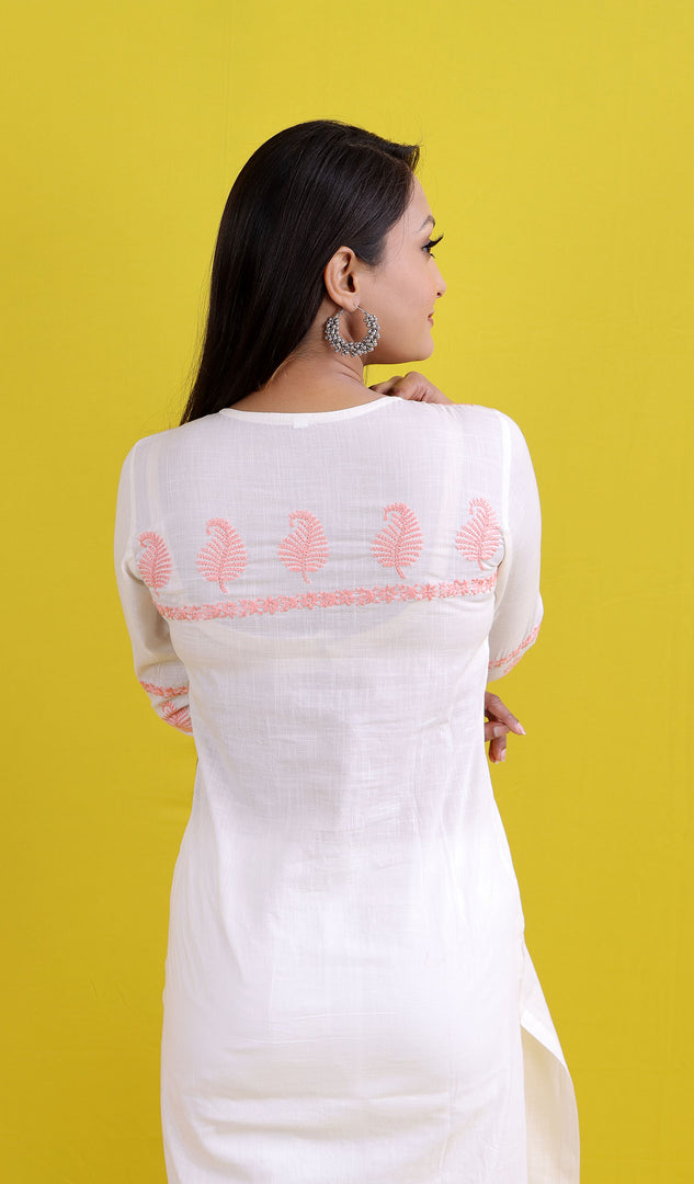 Pakeezah Women's Lucknowi Handcrafted Cotton Chikankari Kurti - HONC0171223