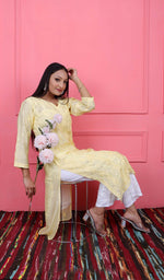 将图像加载到图库查看器中, Women's Lucknowi Handcrafted Muslin Chikankari Kurti - HONC0186196