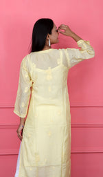 将图像加载到图库查看器中, Women's Lucknowi Handcrafted Muslin Chikankari Kurti - HONC0186196