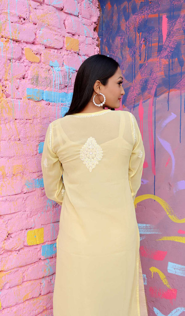 Yellow Chikankari Kurti