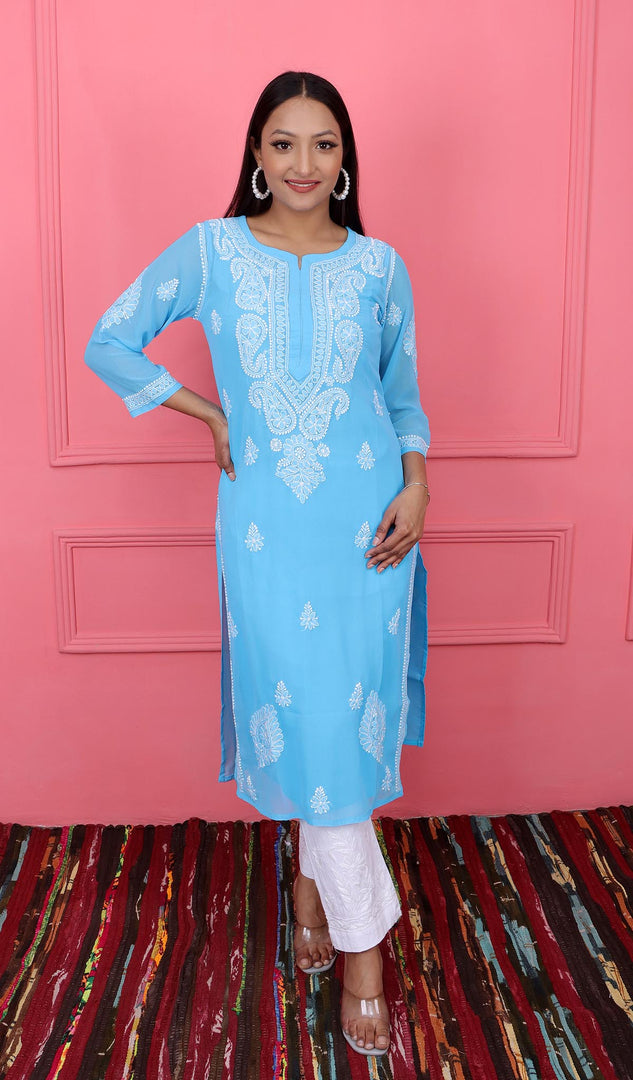 Blue Chikankari Kurti