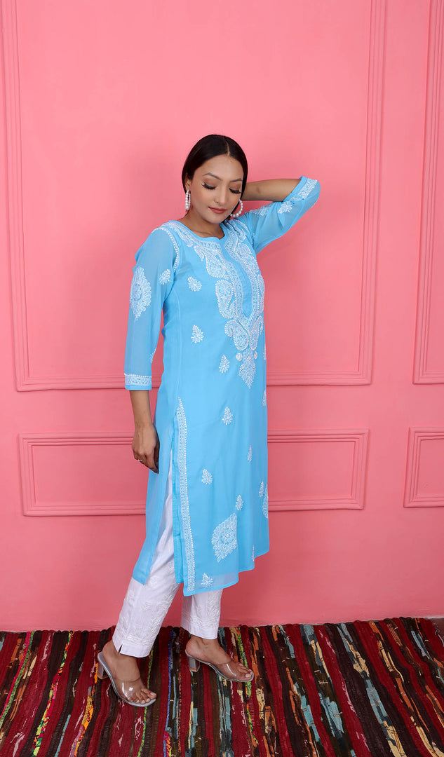 Blue Chikankari Kurti