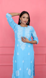 将图像加载到图库查看器中, Blue Chikankari Kurti