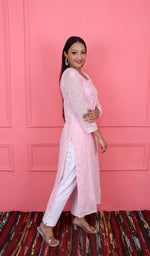 将图像加载到图库查看器中, Aaliya Women's Lucknowi Handcrafted Viscose Georgette Chikankari Kurti - HONC0174111