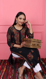 Load image into Gallery viewer, Black Chikankari Kurti