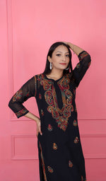 Load image into Gallery viewer, Black Chikankari Kurti