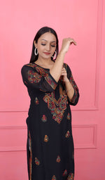 Load image into Gallery viewer, Black Chikankari Kurti