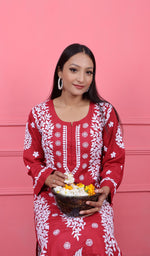 Load image into Gallery viewer, Safina Women's Lakhnavi Handcrafted Modal Cotton Chikankari Kurta And Palazzo Set - HONC0170463