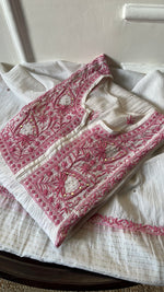 将图像加载到图库查看器中, Women's Lakhnavi Handcrafted Mul Chanderi Semi -stitched Kurta And Dupatta Set - HONC0271878